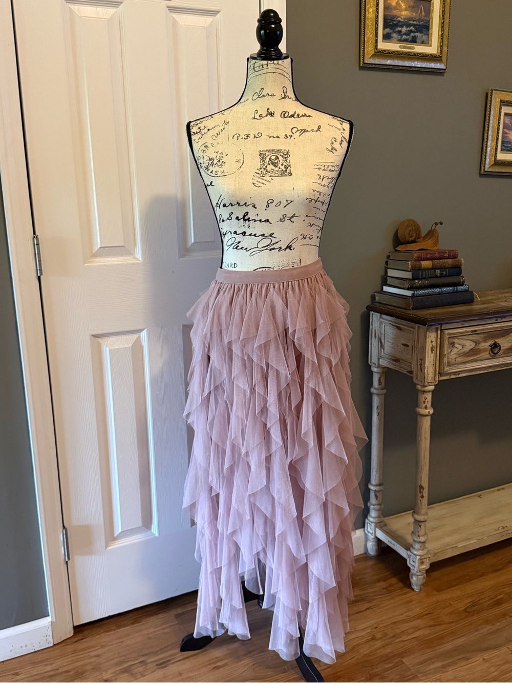 Ruffled Tiered Maxi Skirt - Dusty Pink